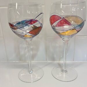 Partylite Mosaic Calypso Wine Glass Set of 2